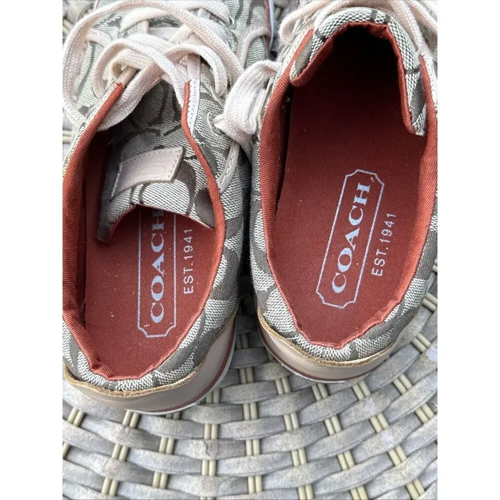 Coach Barrett Women's Sneaker 6M Metallic Pink Canvas Casual Lace-Up Shoes
